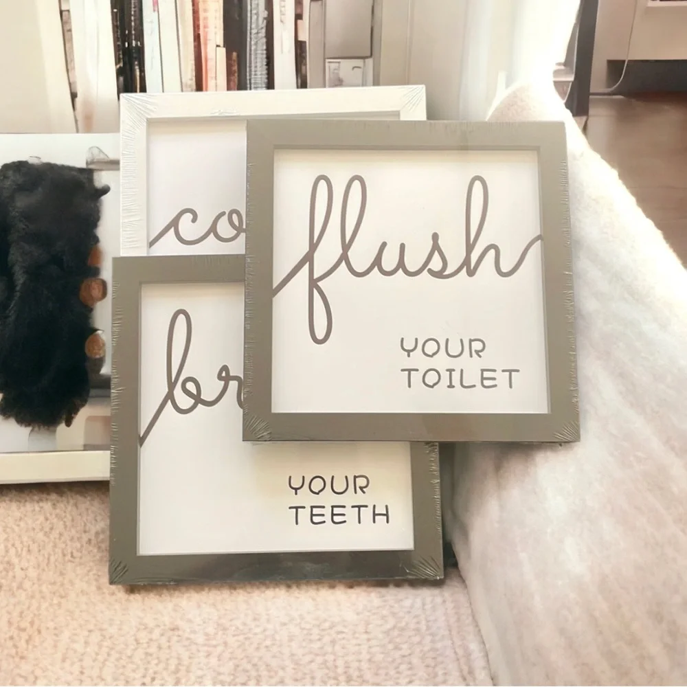 Brush,Flush and Comb Framed Pictures NWT